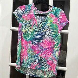 Lilly Pulitzer Pink and Blue Graphic Short Sleeve Tee